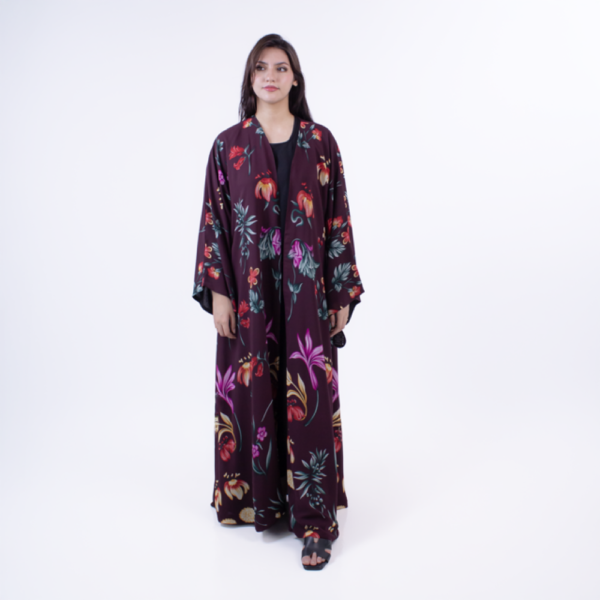 عبايه نواعم ملون كم مربع قماش حرير نص كاوش